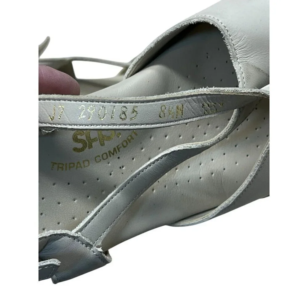SAS Tripad Comfort Caress Bone Leather Slingback 1.5” Wedge Sandals Size 8.5 N
